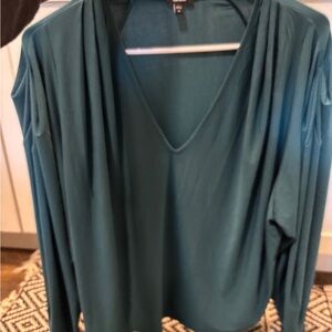 Express Teal V-Neck Blouse